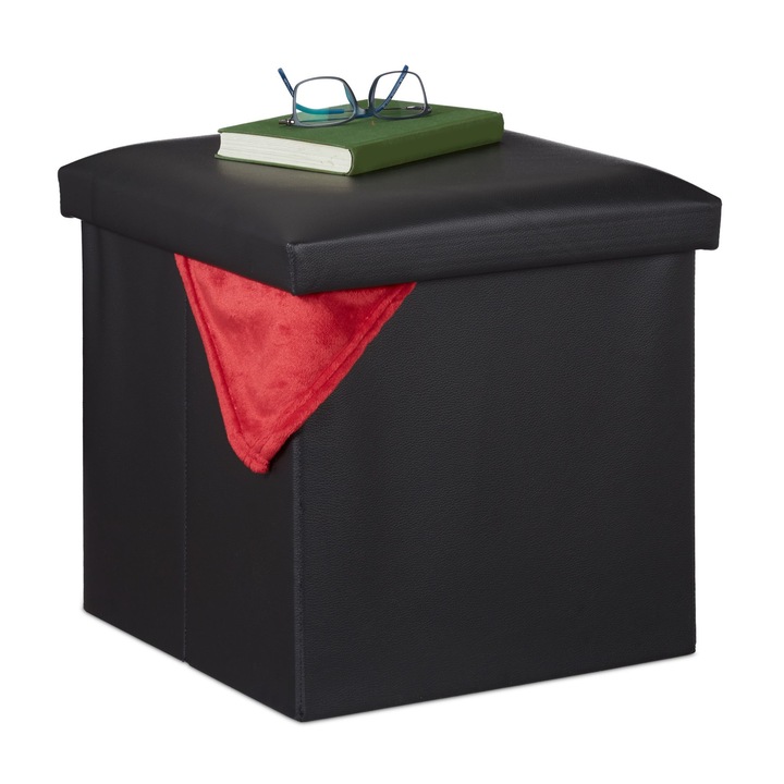 Taburet pliabil Relaxdays, negru, 38x38 cm, 10031585
