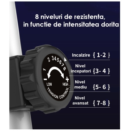 Bicicleta eliptica magnetica, GO4FIT, pentru fitness cu monitorizare activitati fizice, puls, viteza, timp, distanta si calorii, greutate maxima 110 kg, 8 niveluri de rezistenta, volanta 5 kg, rosie