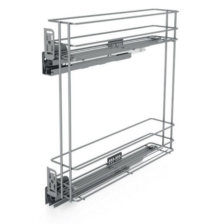 Cos cu glisiere Stolmet, Cargo PRO, Metal, 2 rafturi, Montare lateral stanga, Amortizor, 47.6 x 53 x 10.8 cm, Argintiu