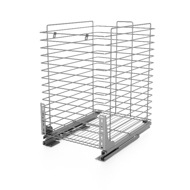 Cos cu glisiere Stolmet, Cargo PRO, Metal, Ajustare 3D, Amortizor, 47.5 x 54.5 x 45 cm, Argintiu