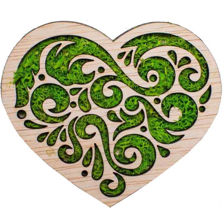 Дървена декорация сърце HH1542 Персонализирано с лишеи 12x10 см