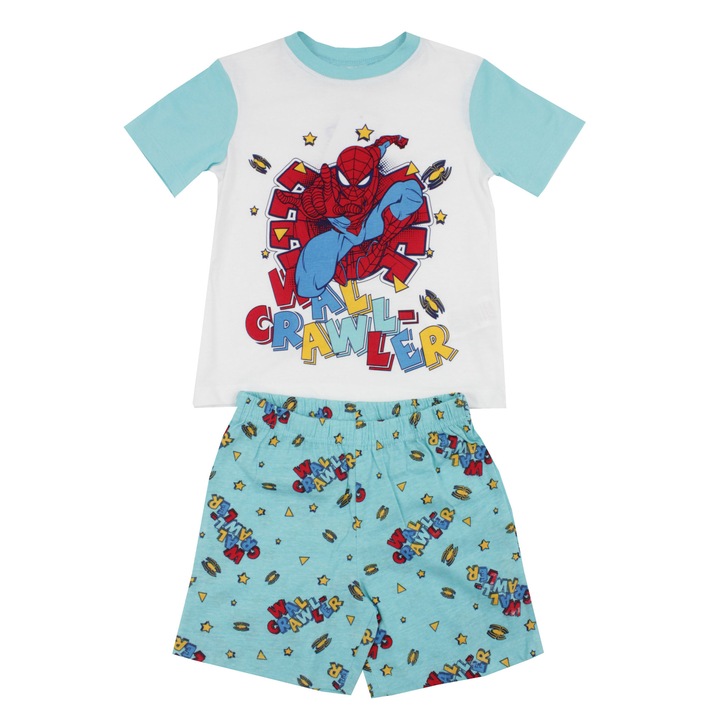 Pijama vara, bumbac, Wall Grawler, turcoaz