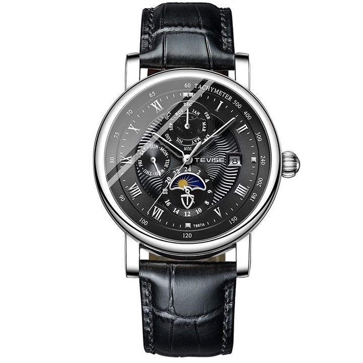 Мъжки часовник Tevise Elegant Casual Mechanical Automatic Analogue Black/Silver