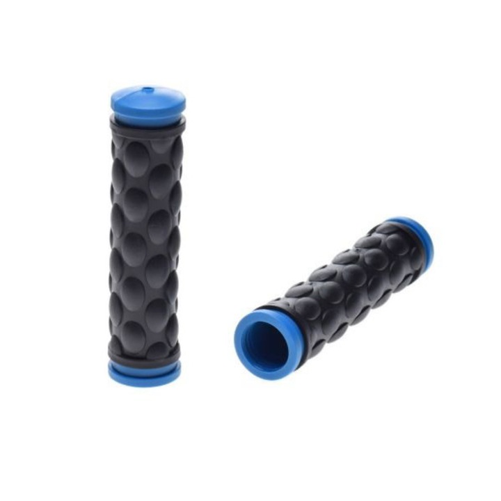 Mansoane bicicleta cauciuc, 120mm, culoare negru/albastru