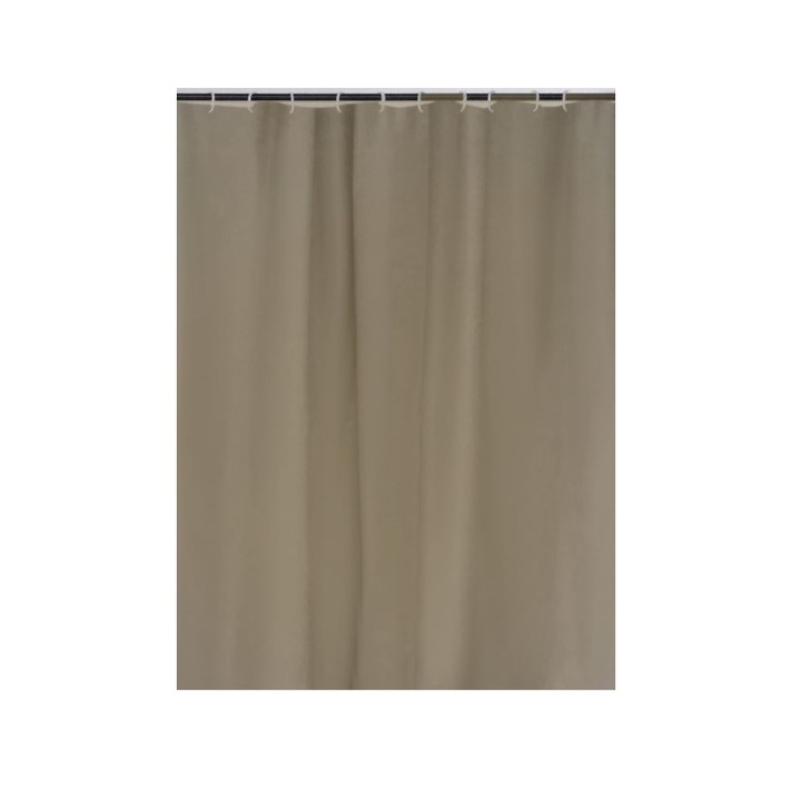 Perdea pentru dus, baie, material Peva, inele prindere incluse, Culoare Crem, 180 x 180 cm