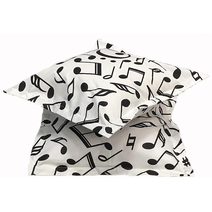 Set doua huse de perna, 70X70cm, alb/negru, din colectia "Do Re Mi" din bumbac ranforce, by Liz Line - SPR70/70239