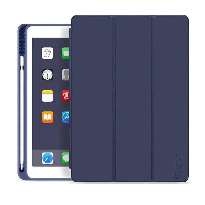 Husa Tech-Protect Smartcase Pen compatibila cu iPad 10.2 inch (2019/2020/2021) Navy Blue