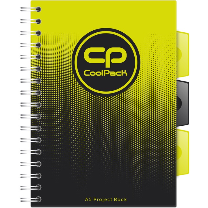 Notebook A5 CoolPack Gradient Lemon, spirálokkal, 200 lap, fekete/sárga