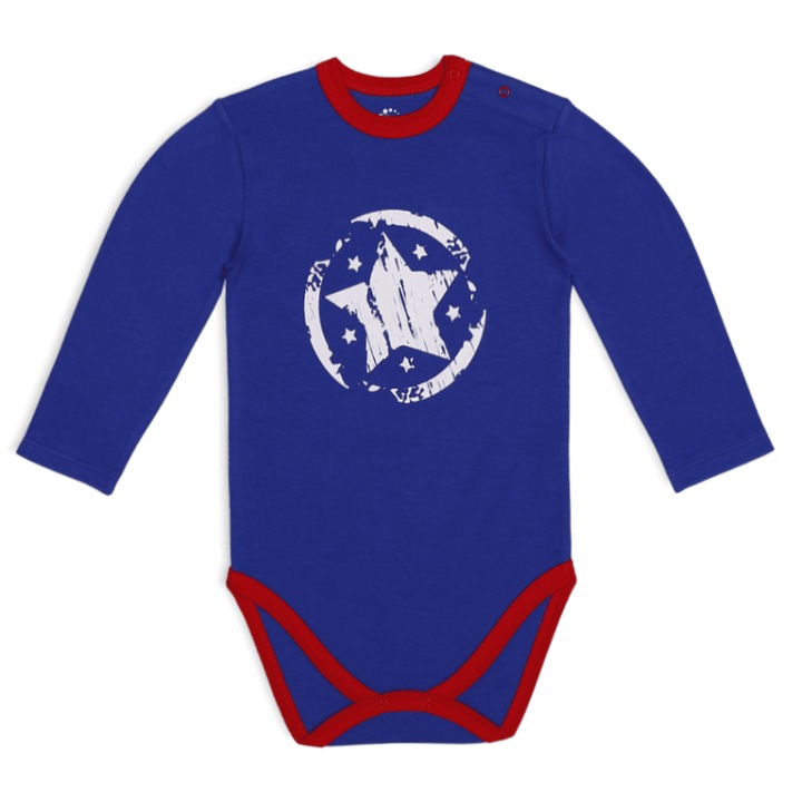 Body bebelusi, maneca lunga, albastru Karababy, "stea"