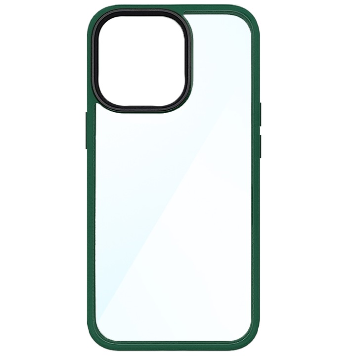 SILKASE tok Apple iPhone 13 Pro-hoz, műanyag/gumi, átlátszó/seregzöld