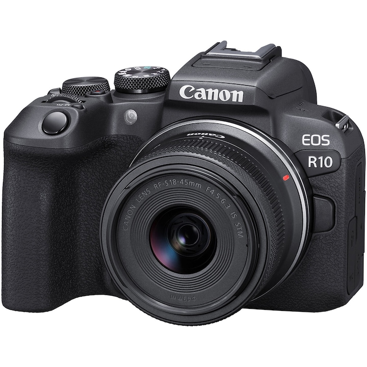 Aparat foto Mirrorless Canon EOS R10, 24.2MP, Negru + Obiectiv RF-S 18-45mm S