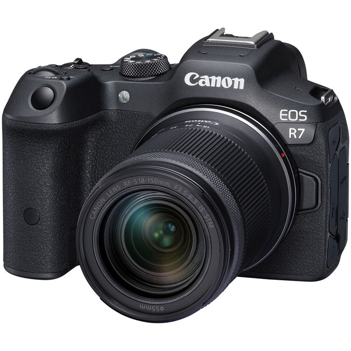 Aparat foto Mirrorless Canon EOS R7, 32.5MP, Negru + Obiectiv RF-S 18-150mm S