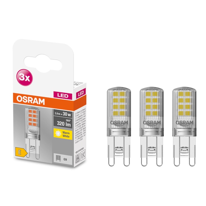 Osram Pin CL30 LED izzó szett, G9, 2.6W (30W), 320 lm, Meleg fény (2700K)