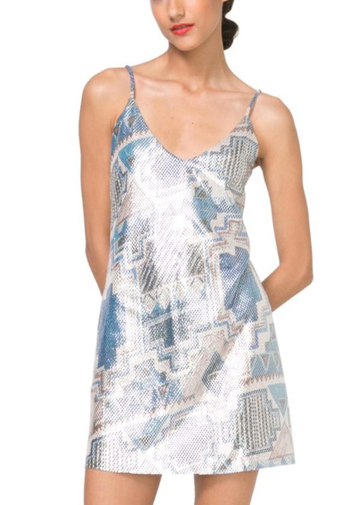 Desigual Dorotea, Női Ujjatlan Miniruha, Kék, Vajszínű, XL-es