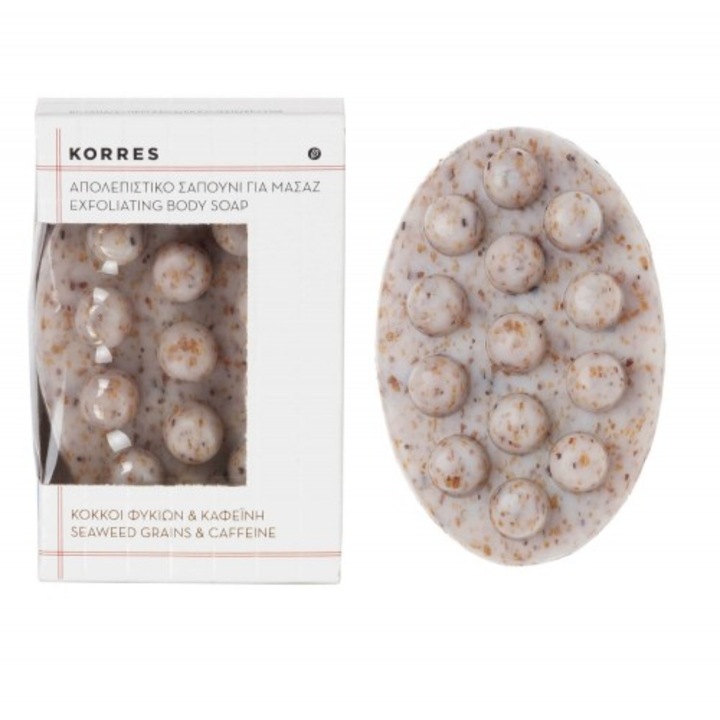 Baton de corp KORRES, Seaweed Grains & Caffeine Exfoliating Body Soap, 125gr