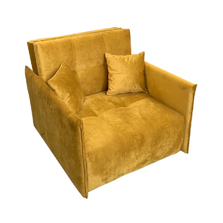 Разтегателен фотьойл с горчично жълта текстилна тапицерия Riviera 96x105x85 см