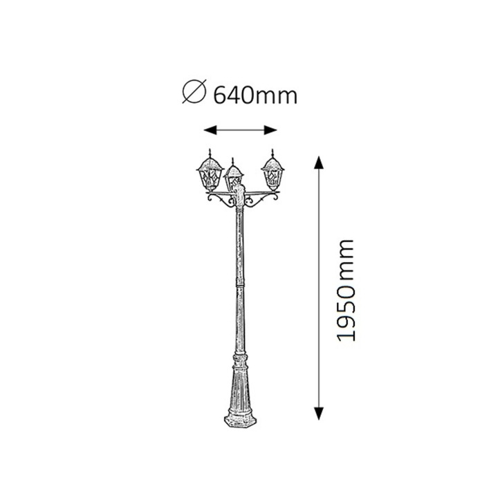 Stalp exterior 3 brate Monaco E27 8186 Rabalux