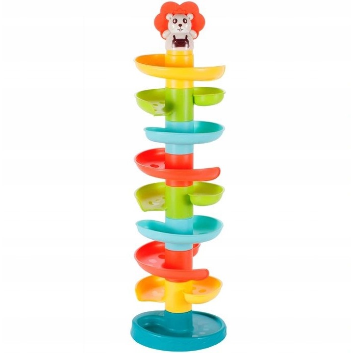 Jucarie pentru copii Malplay, tobogan spiralat multicolor, inaltime 60cm, cu 6 bilute incluse