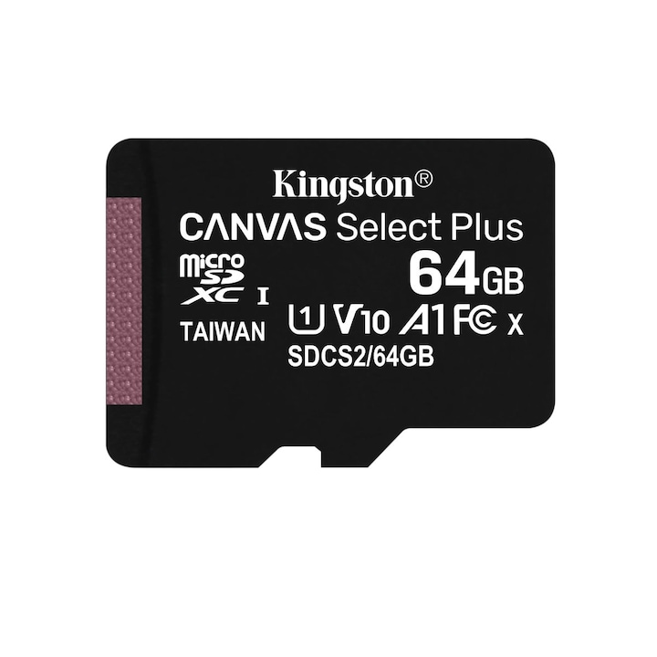Card de memorie MicroSD, Kingston Canvas Select Plus, 64GB, UHS-I, 100MB/s, fara adaptor SD