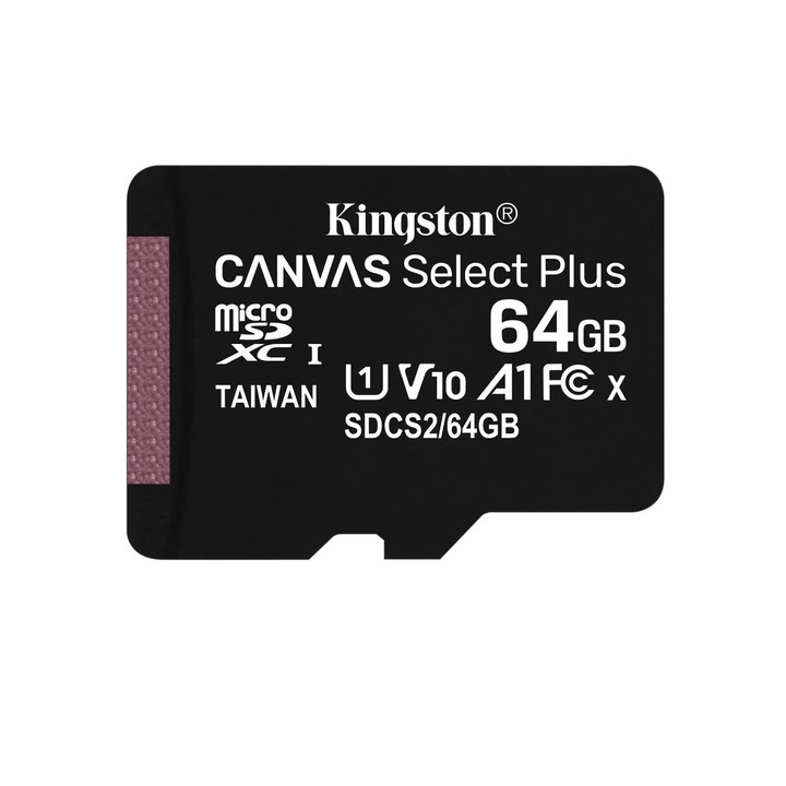 MicroSD карта с памет, Kingston Canvas Select Plus, 64GB, UHS-I, 100MB/s, без SD адаптер