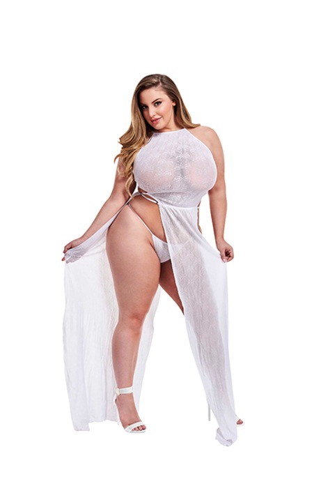 Rochie alba lunga din dantela, Lapdance, Queen size