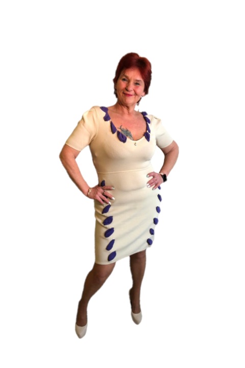 Donna Divat Elegáns női ruha, levél mintával, Fehér, One Size