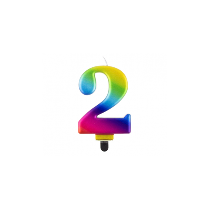 Свещ за торта номер, дъга, 8 см, модел 2