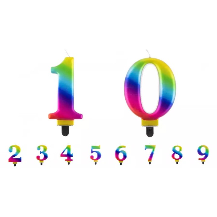 Lumanare tort cifra curcubeu 8 cm Model 3