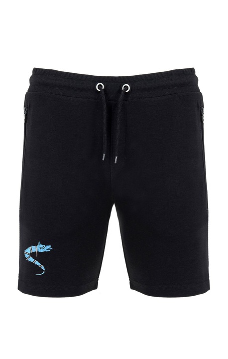 Pantaloni scurti Lupul Dacic, broderie, culoare neagra CA16 1041