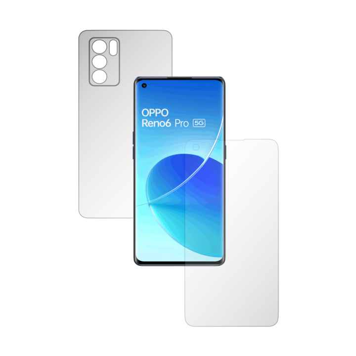 Teljes testű iSkinz matt fólia Oppo Reno 6 Pro 5G-hez – láthatatlan Skinz matt, egyszerű vágás, ujjlenyomat-mentes, tükröződésmentes matt szilikon képernyőhöz és hátlaphoz, átlátszó tapadó bőr