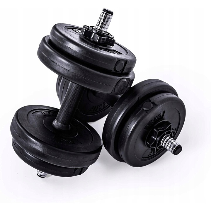 Set 2 gantere Bestif, Bitum, 15 kg, Negru