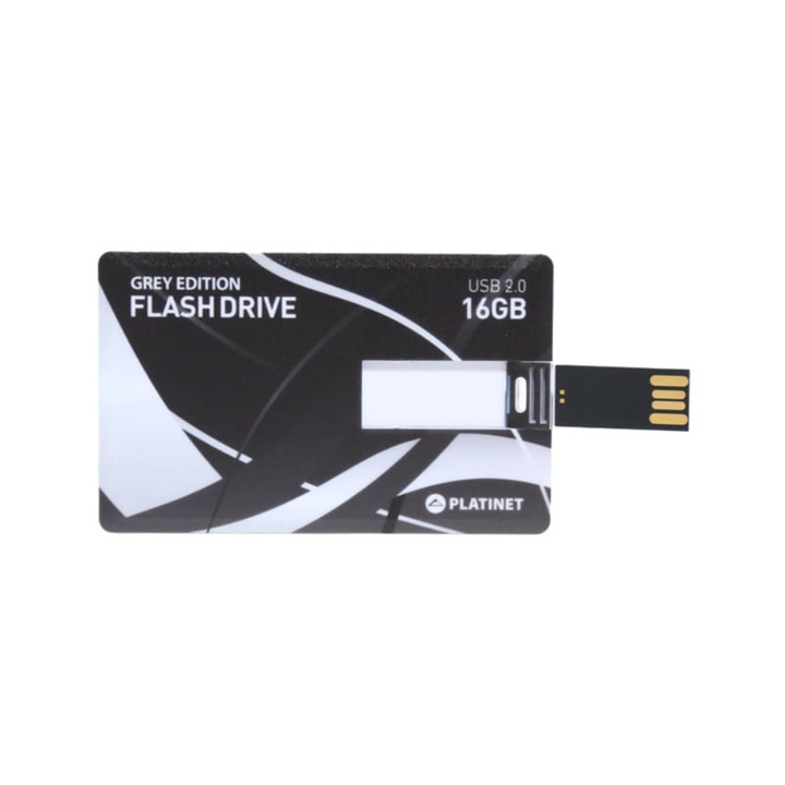 Platinet USB 2.0 памет, 16 Gb, Name Card edition 44338, сиво с бяло