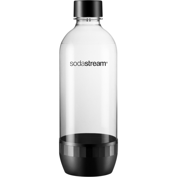 Palack, Sodastream, 1 L, műanyag, fekete/átlátszó