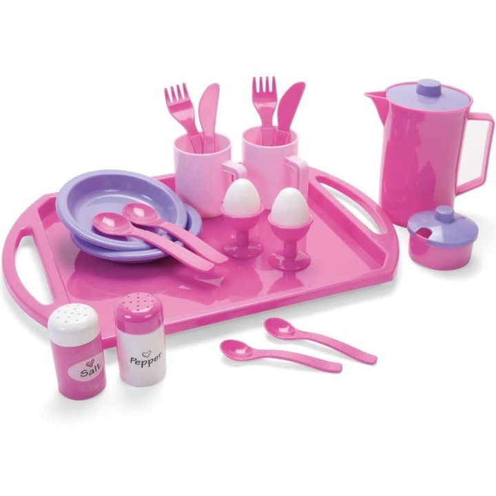 Reggelizőkészlet gyerekkonyhába Dantoy My Little Princess, 32 db, +3 év, Rózsaszín/Lila