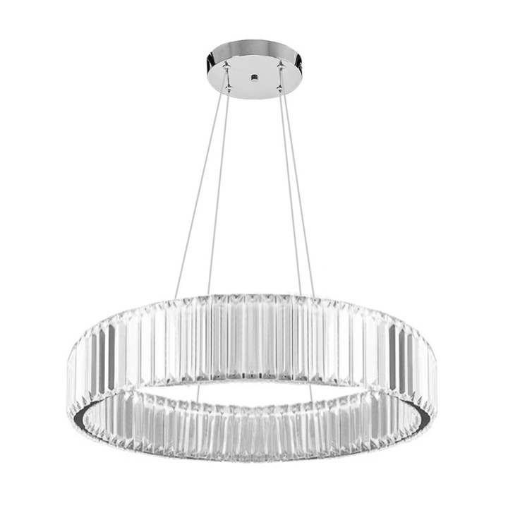 Lustra Tavan Suspendata 2 surse Led Incorporate 24W Metal Sticla 400x80 mm