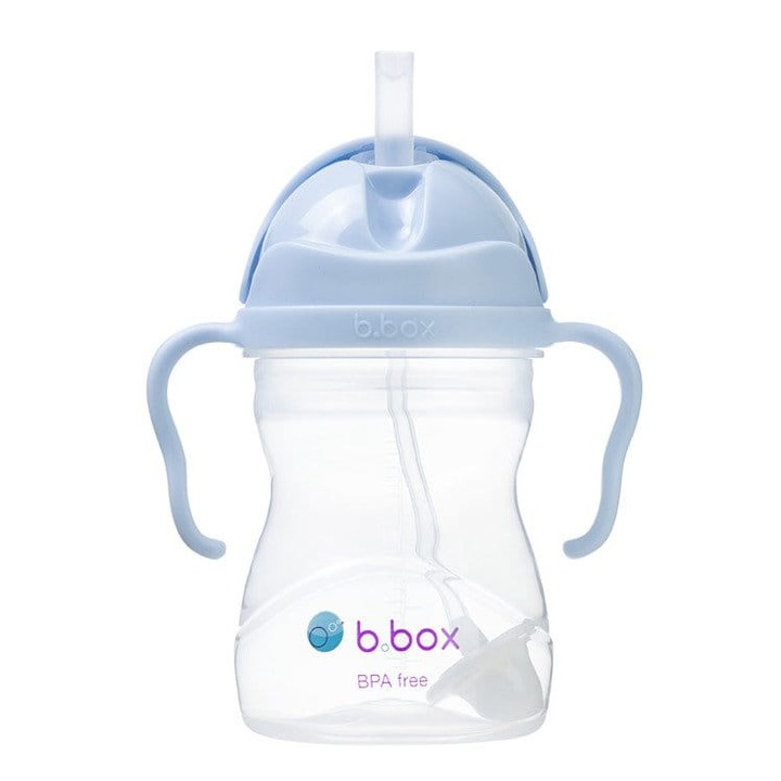 Бутилка за вода със сламка B.Box Gelato Bubblegum, Polypropylene/Silicon, +6 months, 240 ml, Blue