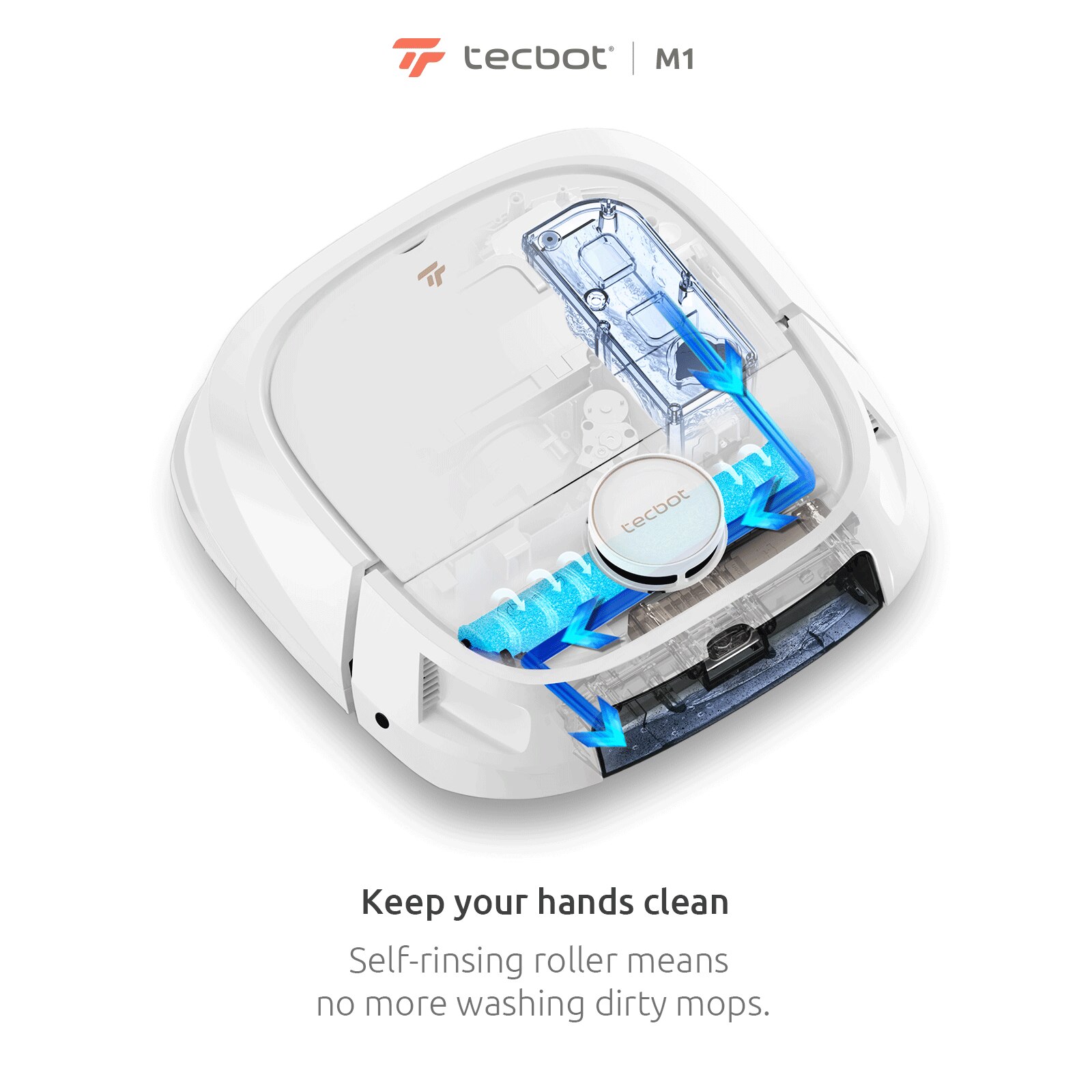 Robot aspirator cu mop si auto-clatire Rolamop alb 4 in 1