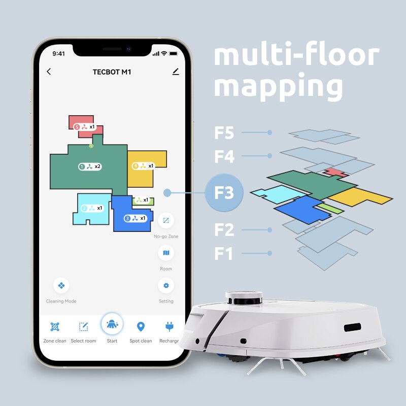 Robot aspirator cu mop si auto-clatire Rolamop alb 4 in 1