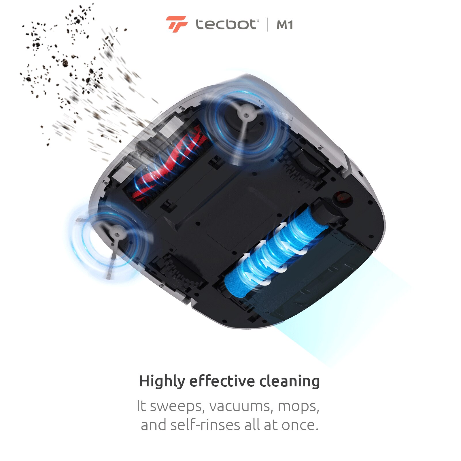 Robot aspirator cu mop si auto-clatire Rolamop alb 4 in 1