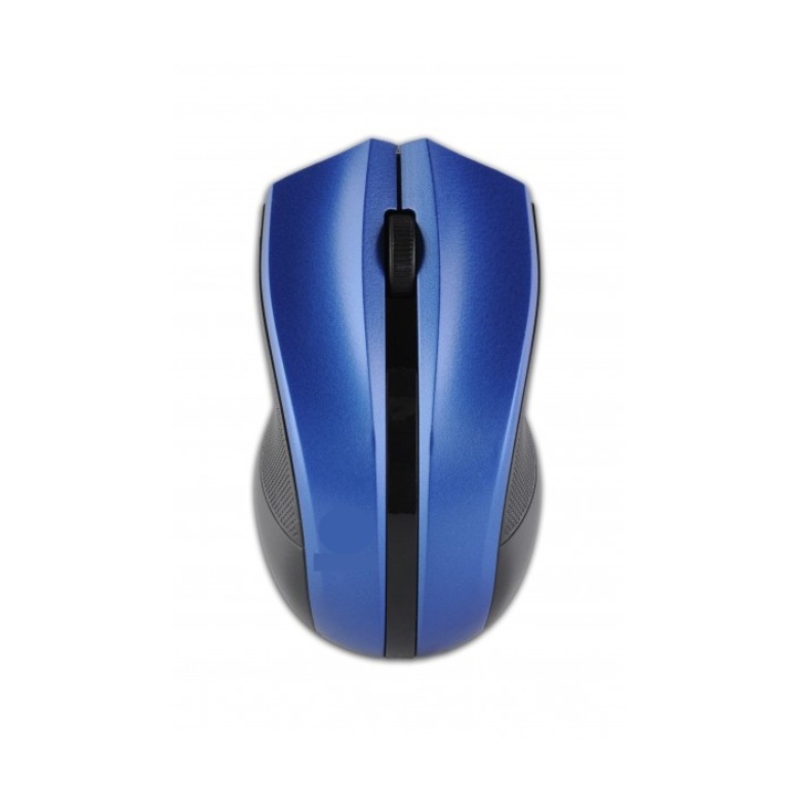 Mouse optic wireless cu design ergonomic si interfata USB, Albastru-negru