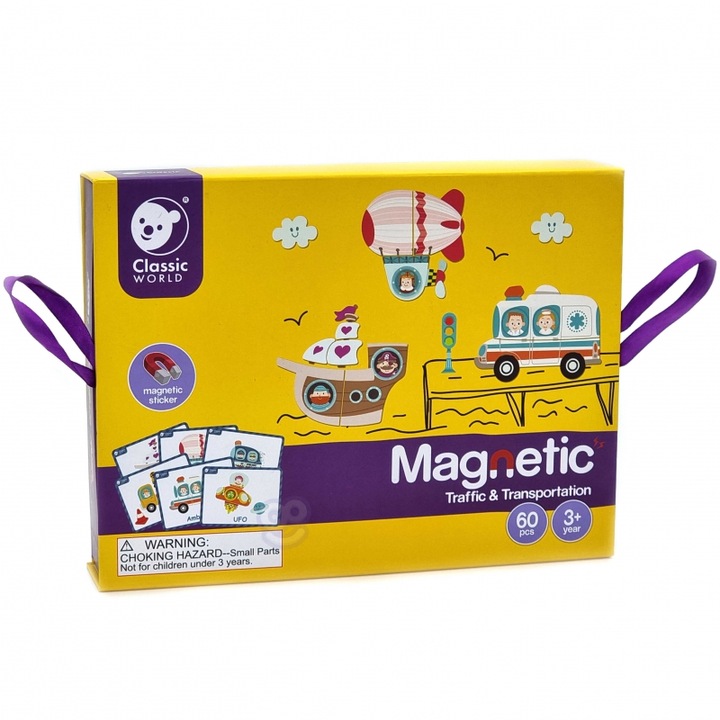 Mágneses puzzle, Transport, 72 db, Classic World