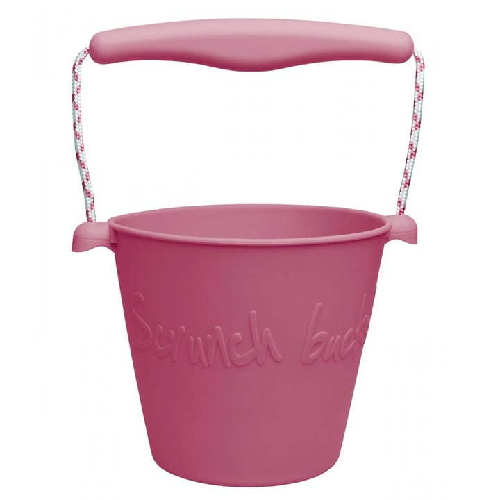 Galetusa pliabila pentru apa/nisip Scrunch, Silicon, +12 luni, 1.5 L, Roz inchis