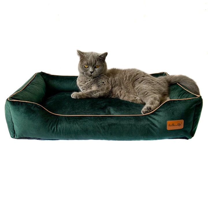 Culcus pentru caini si pisici Halkalife BOOVEL Verde S, 45x65 cm