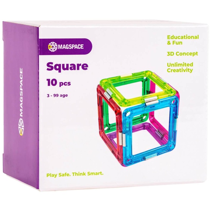 Конструктор Magspace - Square, Магнитен, 10 части