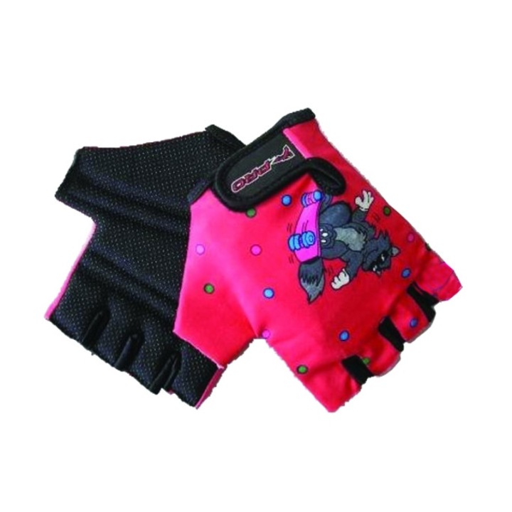 Manusi pentru copii din material respirabil roz cu negru, Olympus, Marimea S