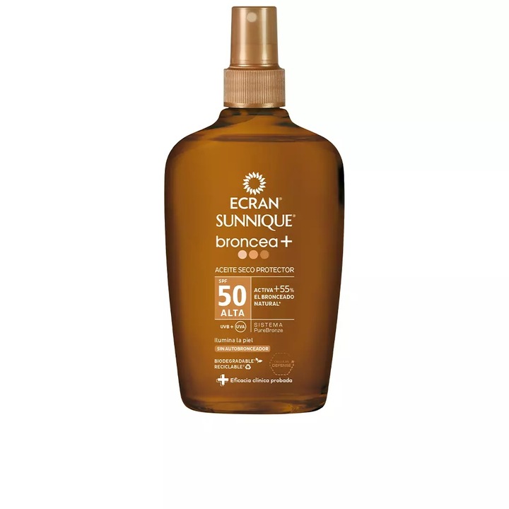 Ulei de corp cu protectie solara ECRAN SUNNIQUE BRONCEA+ SPF50 200 ml