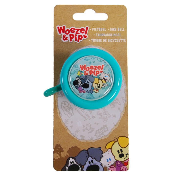 Clopot de bicicleta, Woezel & Pip, culoare turcoaz
