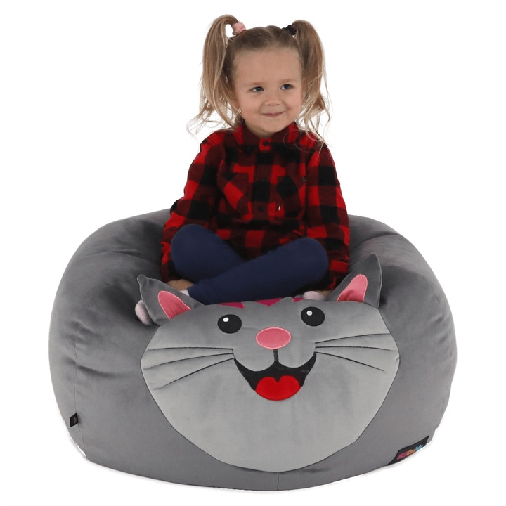 Babaszürke textiltáska típusú fotel, 60x60x45 cm