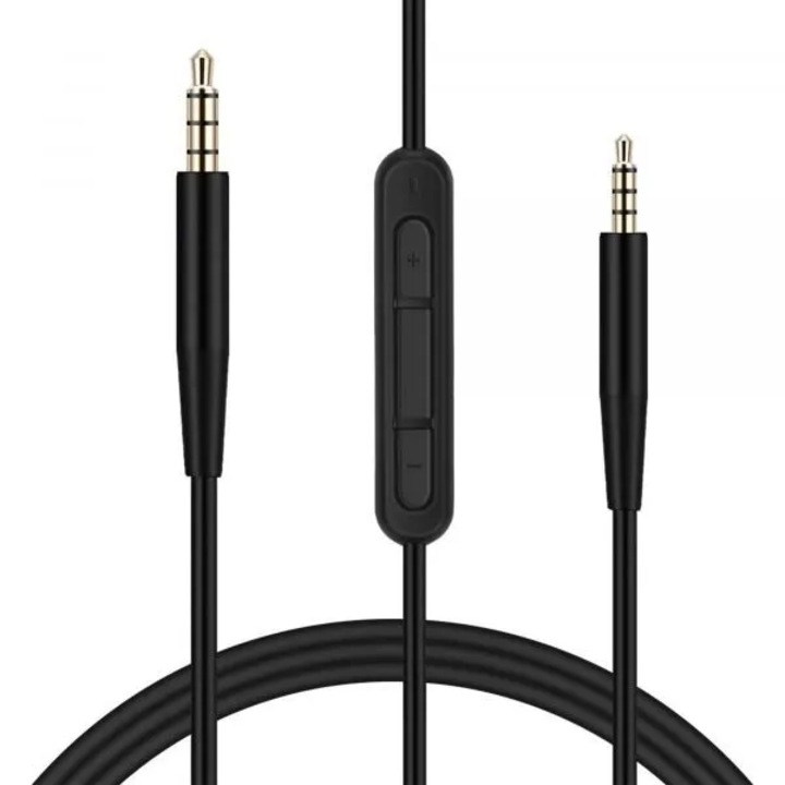 1,50 m-es MTP audiokábel beépített mikrofonnal és hangerőszabályzóval fejhallgatóhoz, Jack 2,5 mm - Jack 3,5 mm, fekete