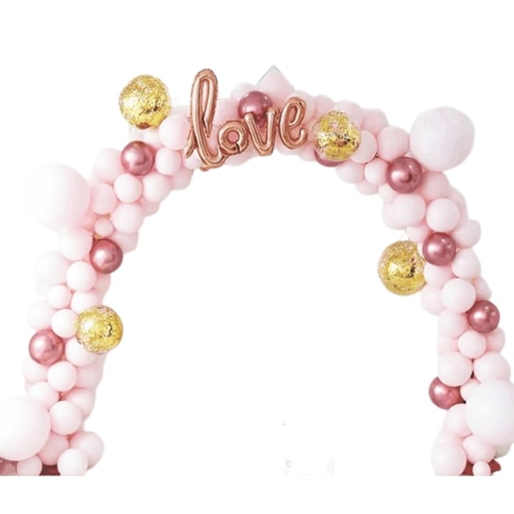 Léggömb árkád szett, ívtartóval, rózsaszín, Rose gold, 180db